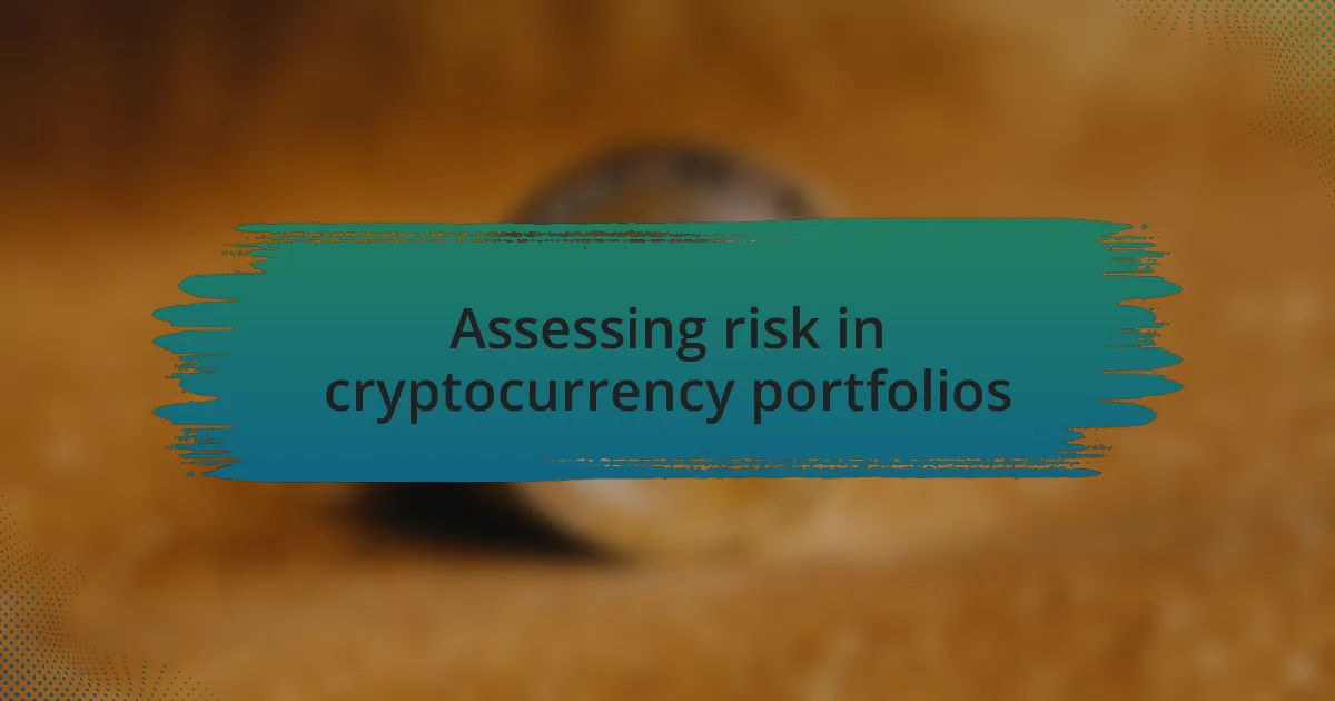 Assessing risk in cryptocurrency portfolios