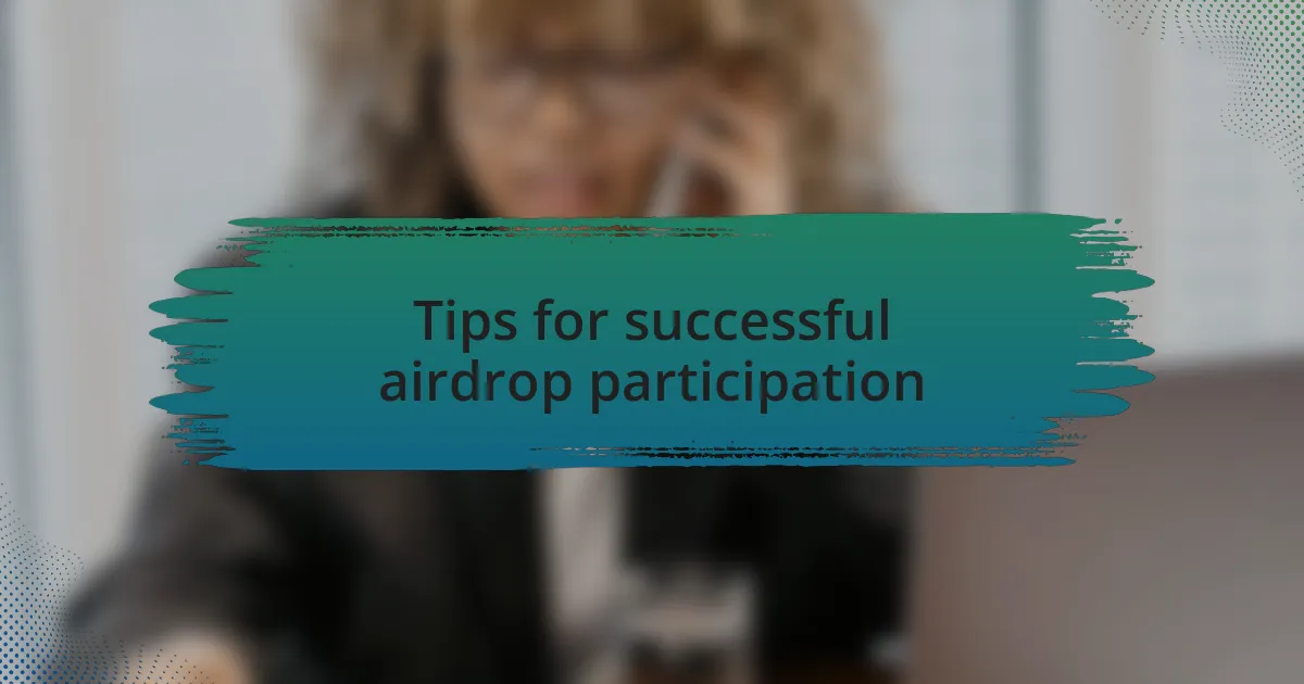 Tips for successful airdrop participation